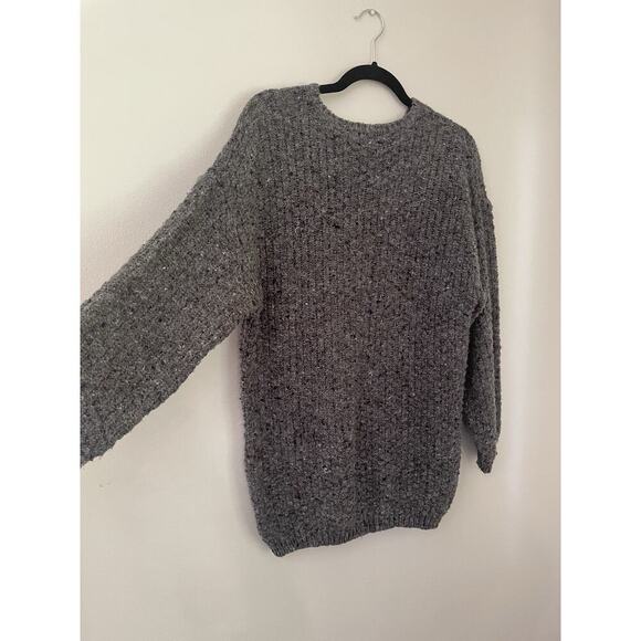 Vtg 90s Express Gray Marked Henley Textured Knit Sweater Fisherman - Picture 6 of 7